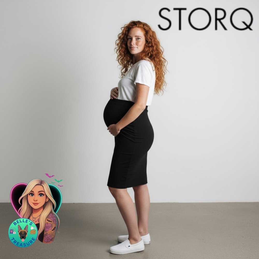 Storq Maternity Black Pencil Skirt  Women's‎ Small Petitie Comfort Compression